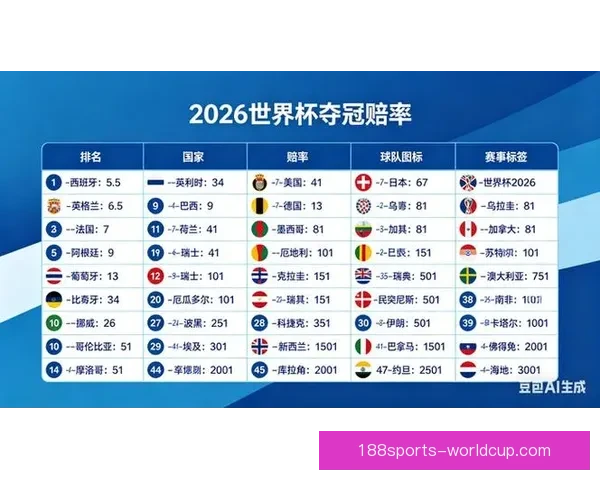 2026世界杯赔率走势分析及各大热门球队胜率预测